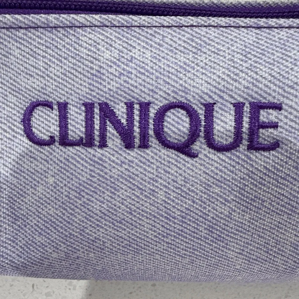 Clinique Small Lavender & Purple Cosmetic Makeup Bag Zip Cylinder Shape New